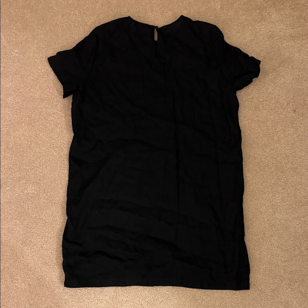 J. Crew Mini 100% Linen Black Short Sleeve Dress - Picture 6 of 7